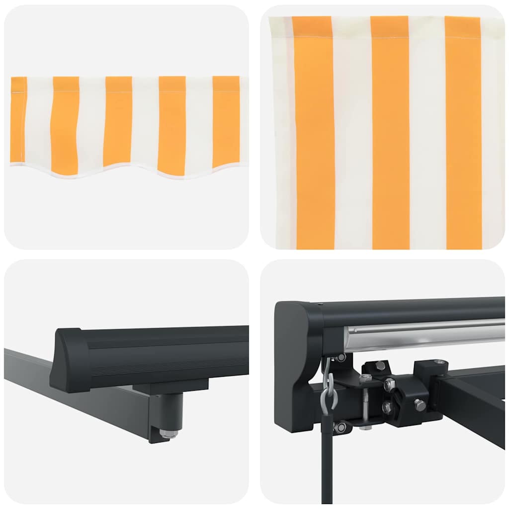 Toldo Retrátil Manual Laranja e Branco 500x300 cm tecido