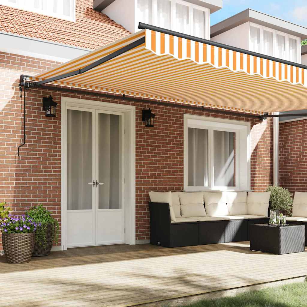 Toldo Retrátil Laranja e Branco 500x300 cm tecido
