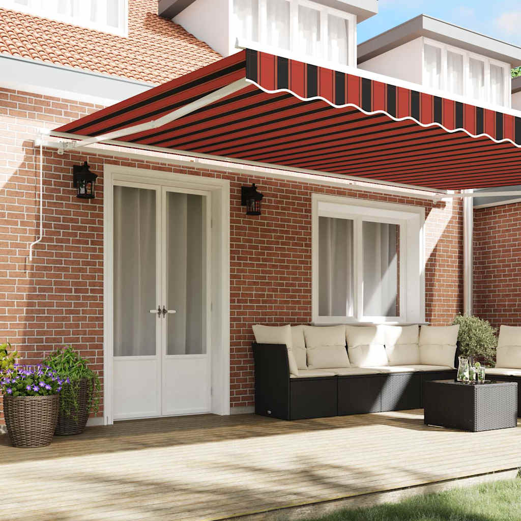 Toldo Retrátil Laranja e Marrom 500 × 300 cm Tecido e Metal