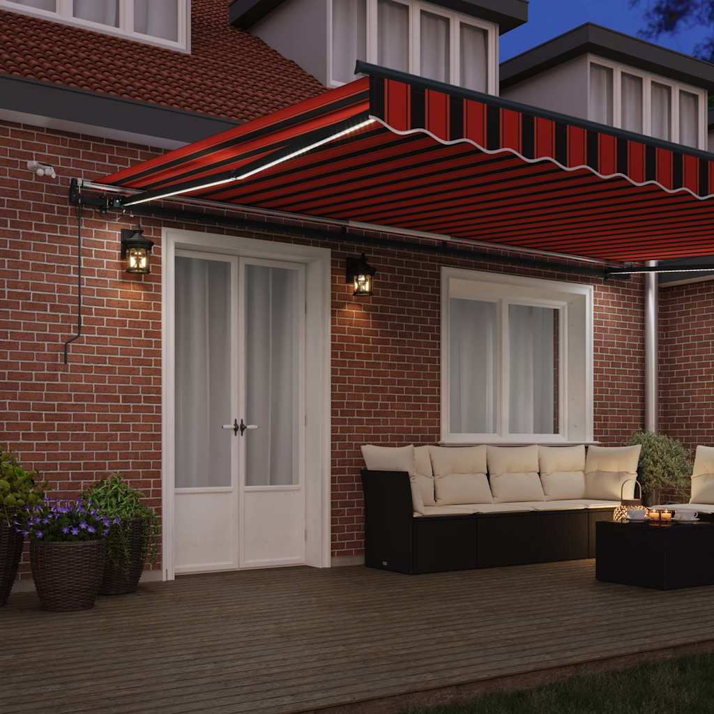 Toldo Retrátil com laranja e castanho 500 × 300 cm tecido