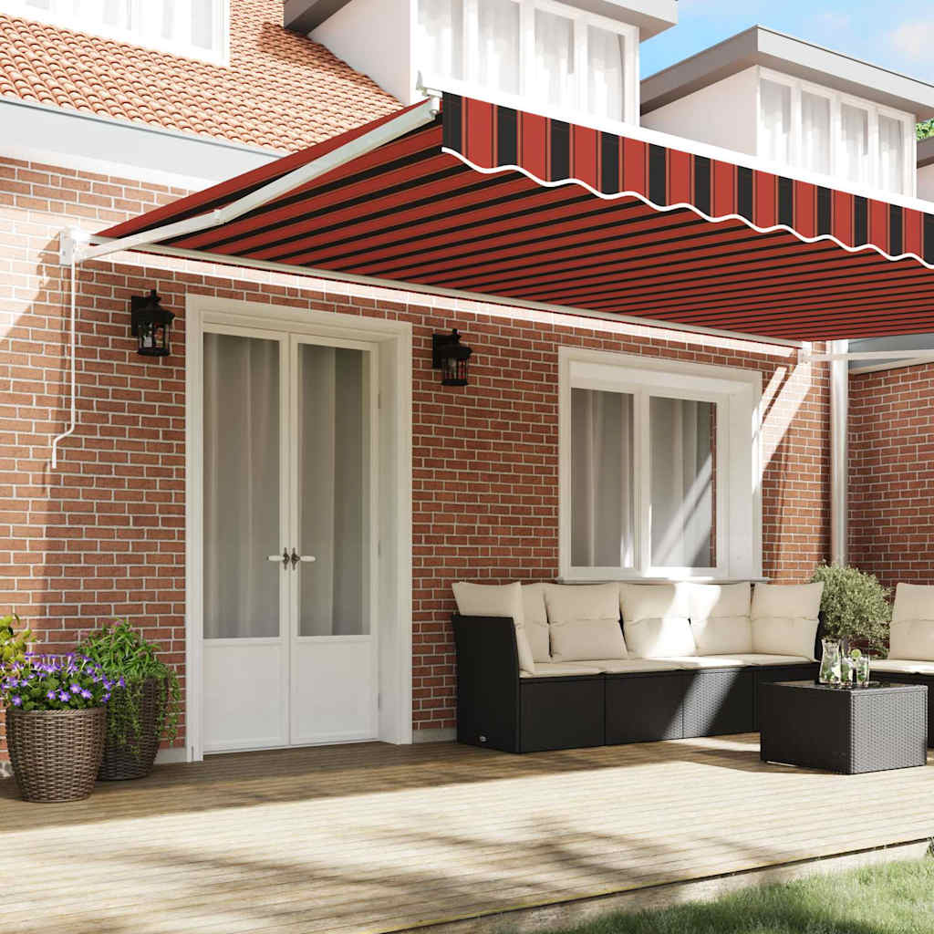 Toldo Retrátil Laranja e Marrom 500 × 300 cm Tecido e Metal