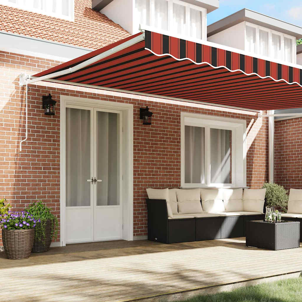 Toldo Retrátil Laranja e Marrom 500 × 300 cm Tecido e Metal