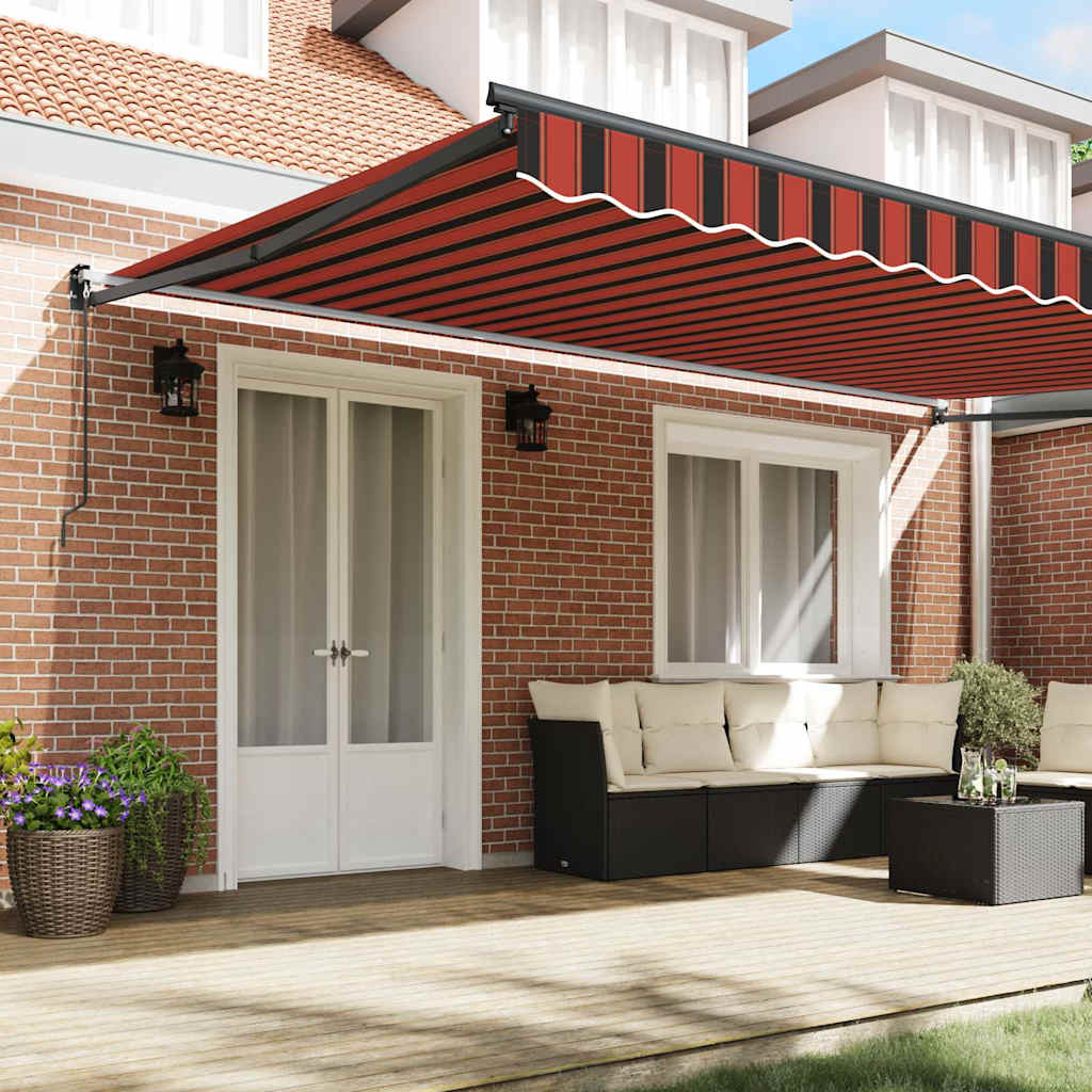 Toldo Retrátil Laranja e Marrom 500 × 300 cm Tecido e Metal