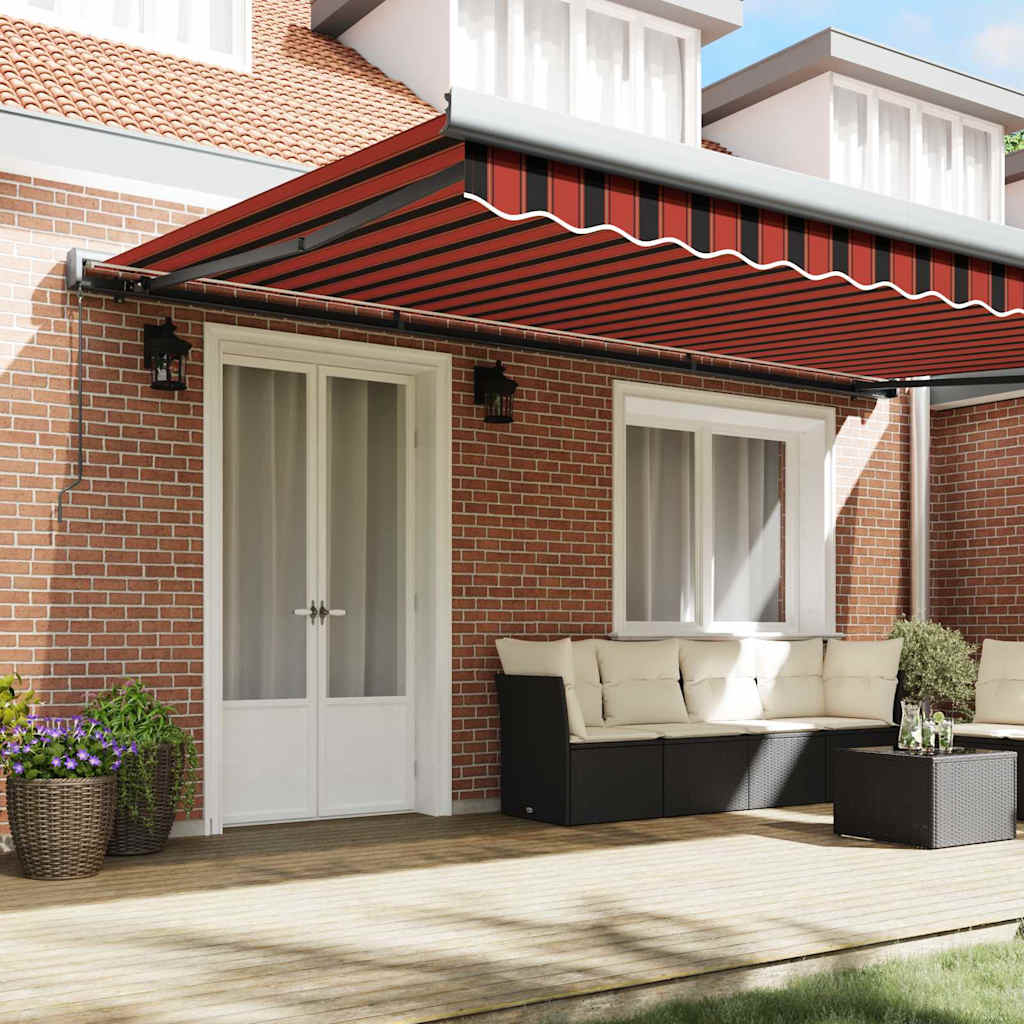 Toldo Retrátil Laranja e Marrom 500 ×300 cm Tecido e Metal