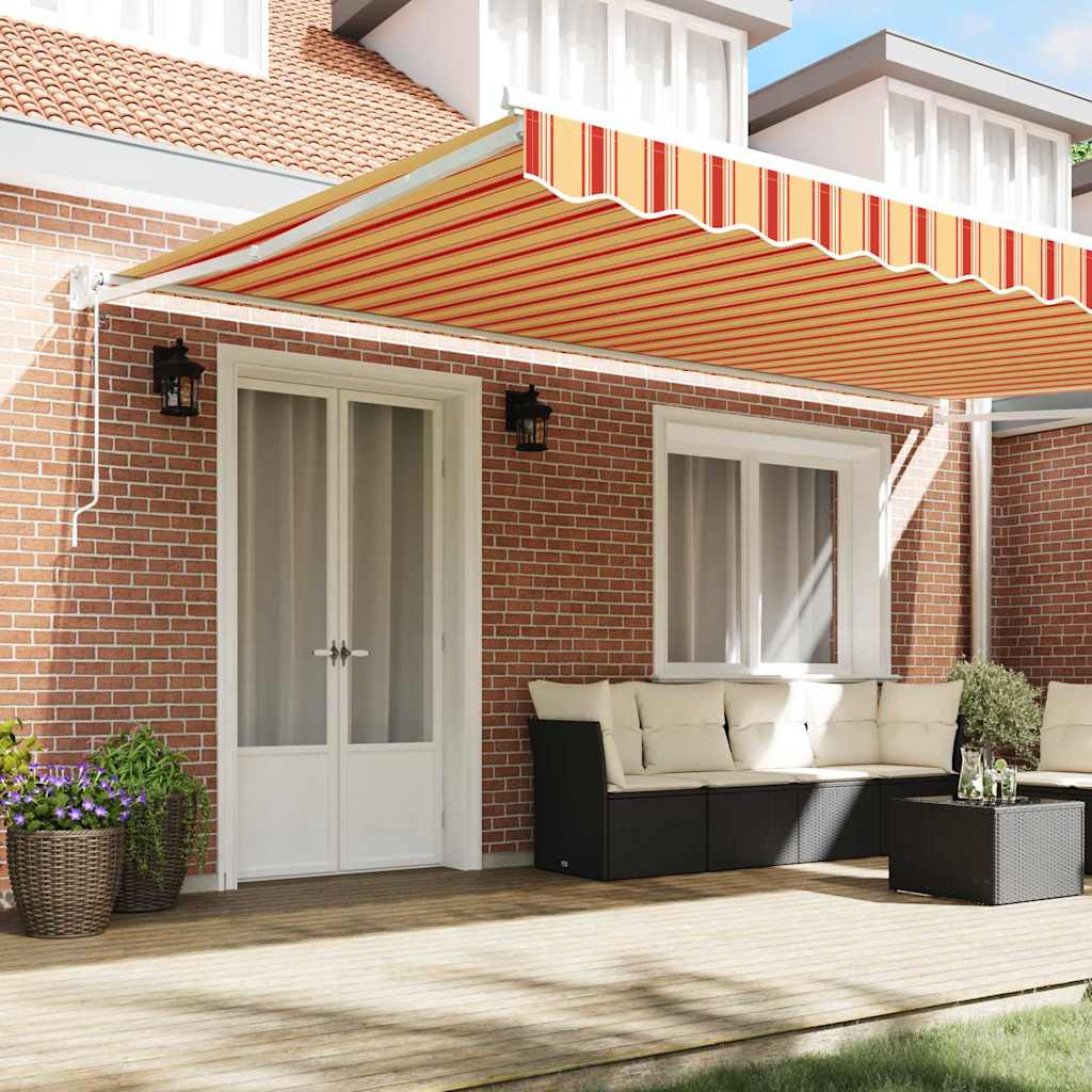 Toldo Retrátil Amarelo e Laranja 500 × 300 cm Tecido e Metal