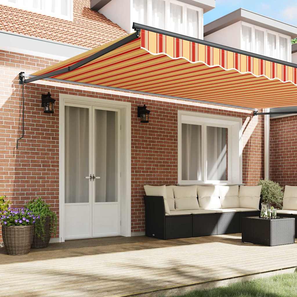 Toldo Retrátil Amarelo e Laranja 500 × 300 cm Tecido e Metal