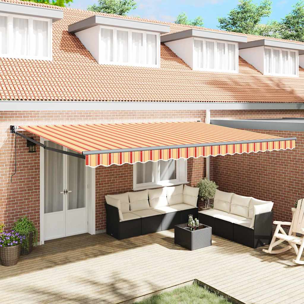 Toldo Retrátil Creme 500 × 300 cm Tecido e Metal