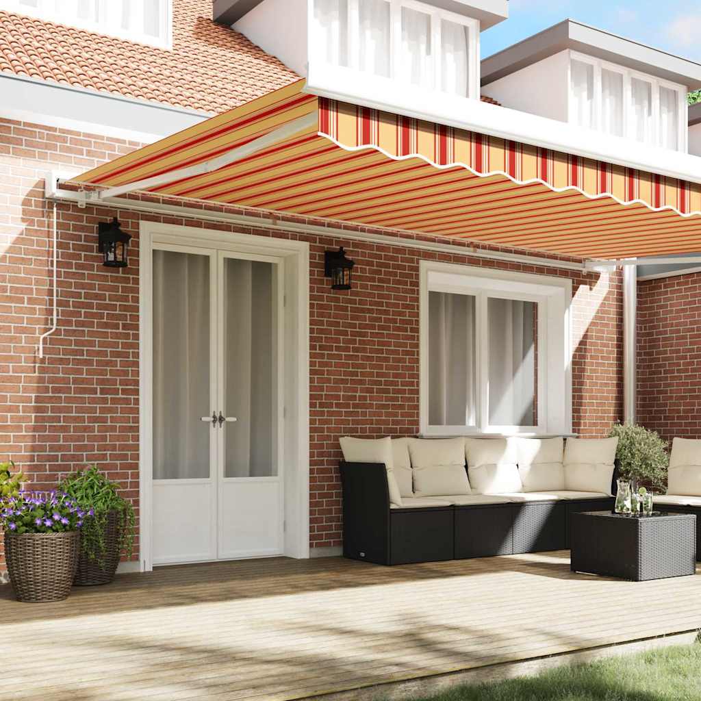 Toldo Retrátil Amarelo e Laranja 500 ×300 cm Tecido e Metal