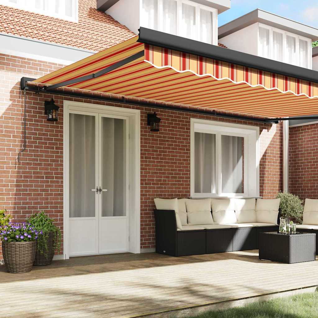 Toldo Retrátil Amarelo e Laranja 500 ×300 cm Tecido e Metal