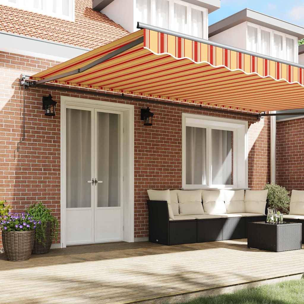 Toldo Retrátil Manual Amarelo e Laranja 500x300 cm tecido