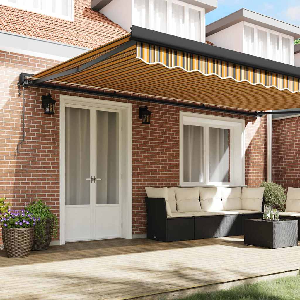 Toldo Retrátil Manual Multicolor 500 × 300 cm Tecido, Metal