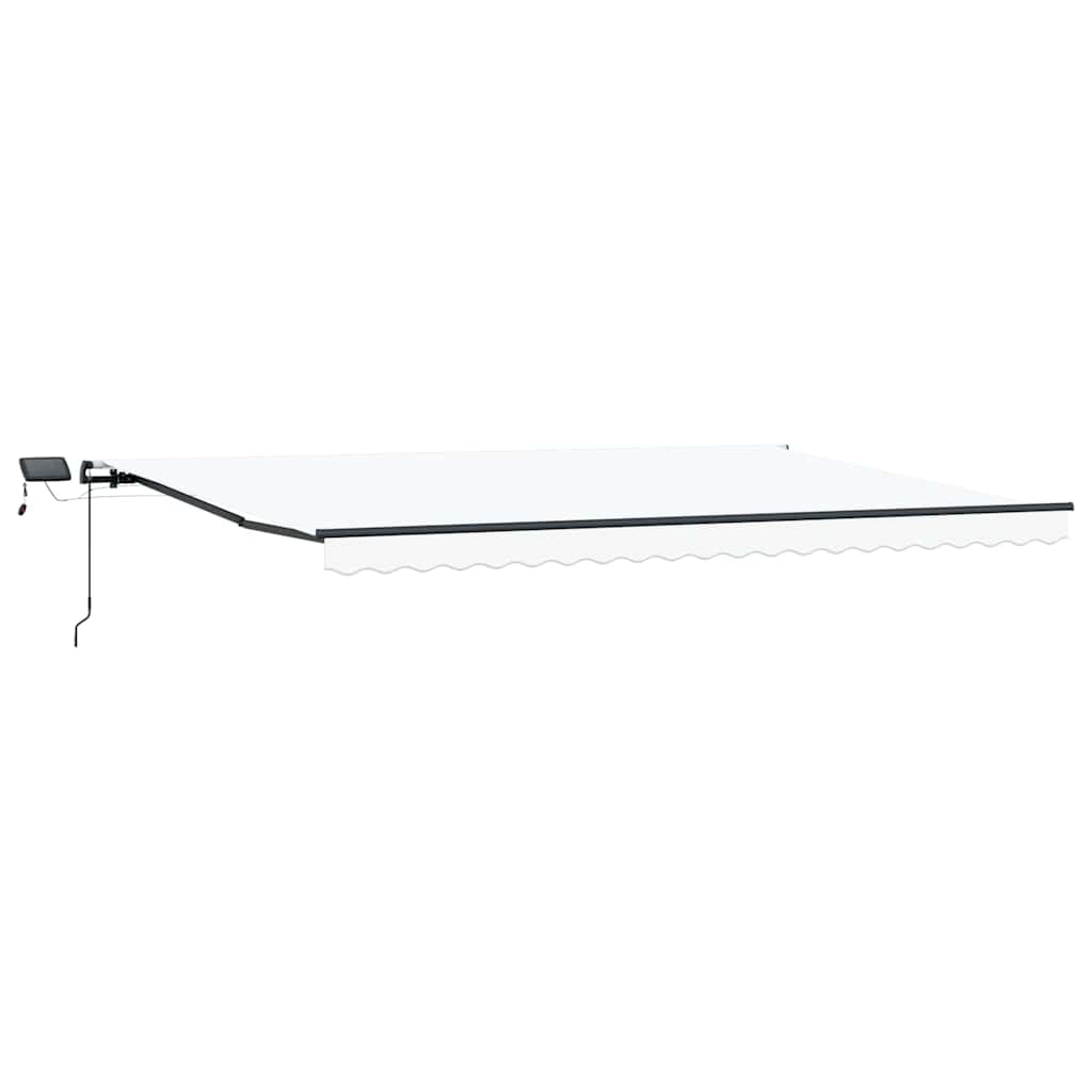 Toldo Retrátil com luzes de tira LED Branco 500 ×300 cm tecido