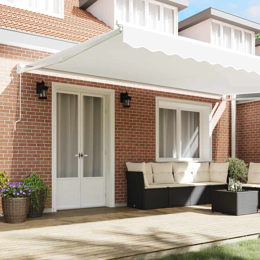 Toldo Retrátil Branco 500 × 300 cm Tecido e Metal