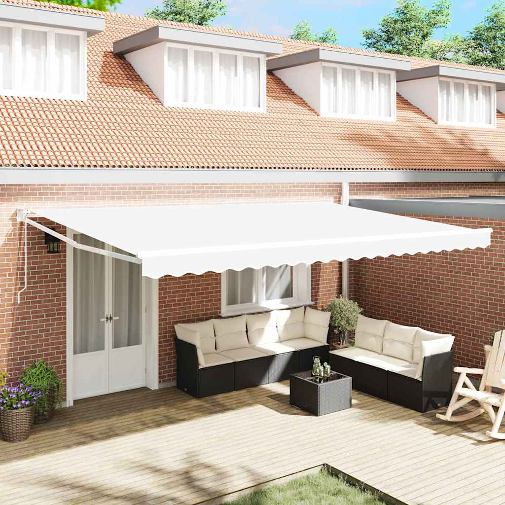 Toldo Retrátil Branco 500 × 300 cm Tecido e Metal