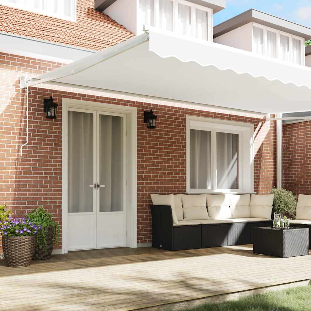 Toldo Retrátil Branco 500 × 300 cm Tecido e Metal