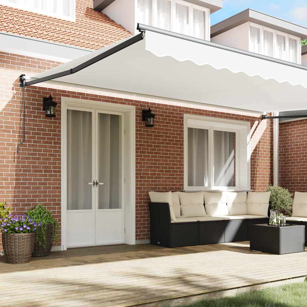 Toldo Retrátil Branco 500 × 300 cm Tecido e Metal