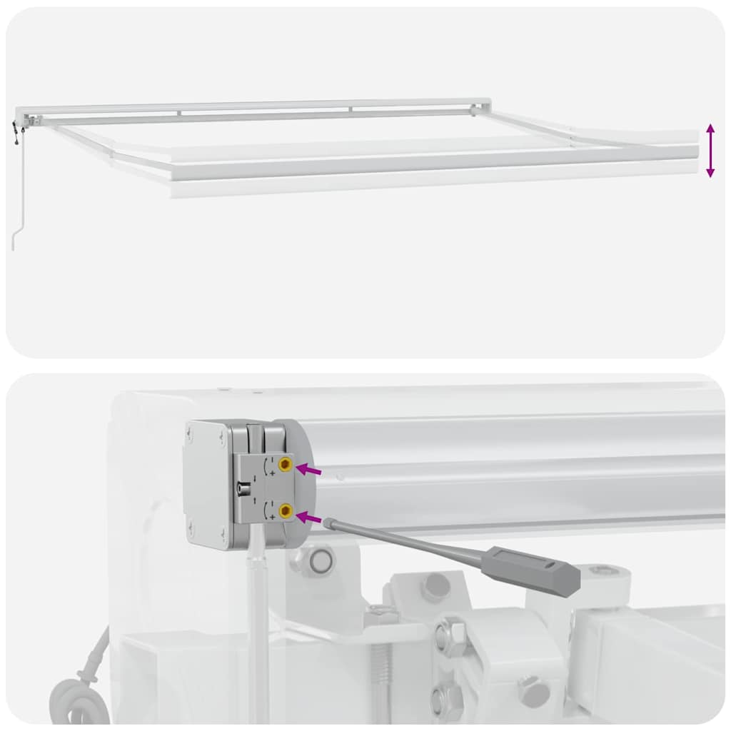 Toldo Retrátil Manual Branco 500 × 300 cm Tecido, Metal