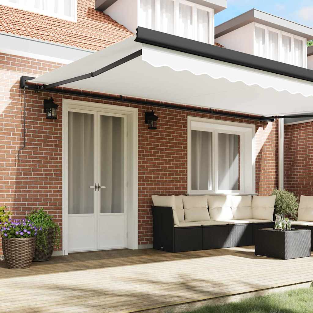 Toldo Retrátil Branco 500 ×300 cm Tecido e Metal