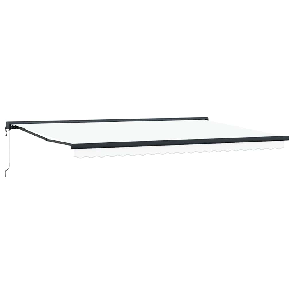 Toldo Retrátil Manual Branco 500 × 300 cm Tecido, Metal