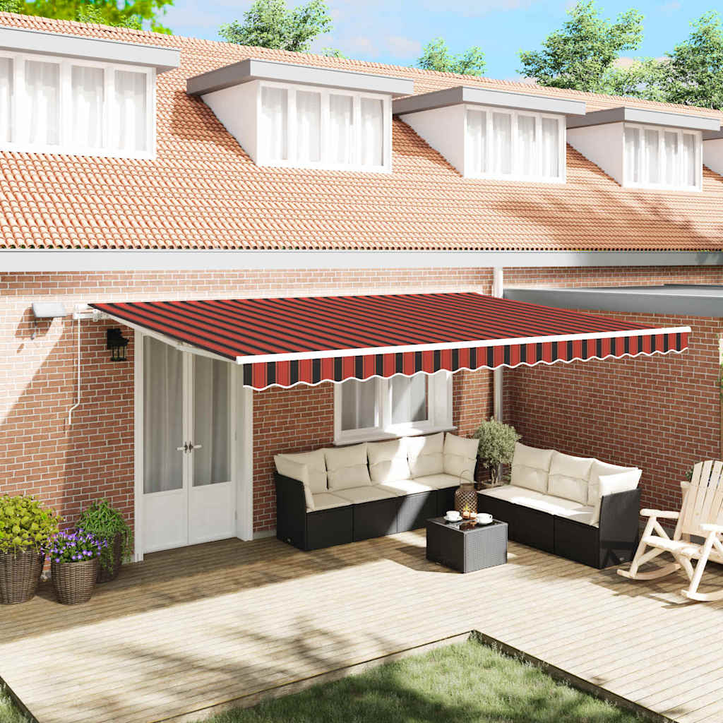 Toldo Retrátil com Manual laranja e castanho 500 ×350 cm tecido