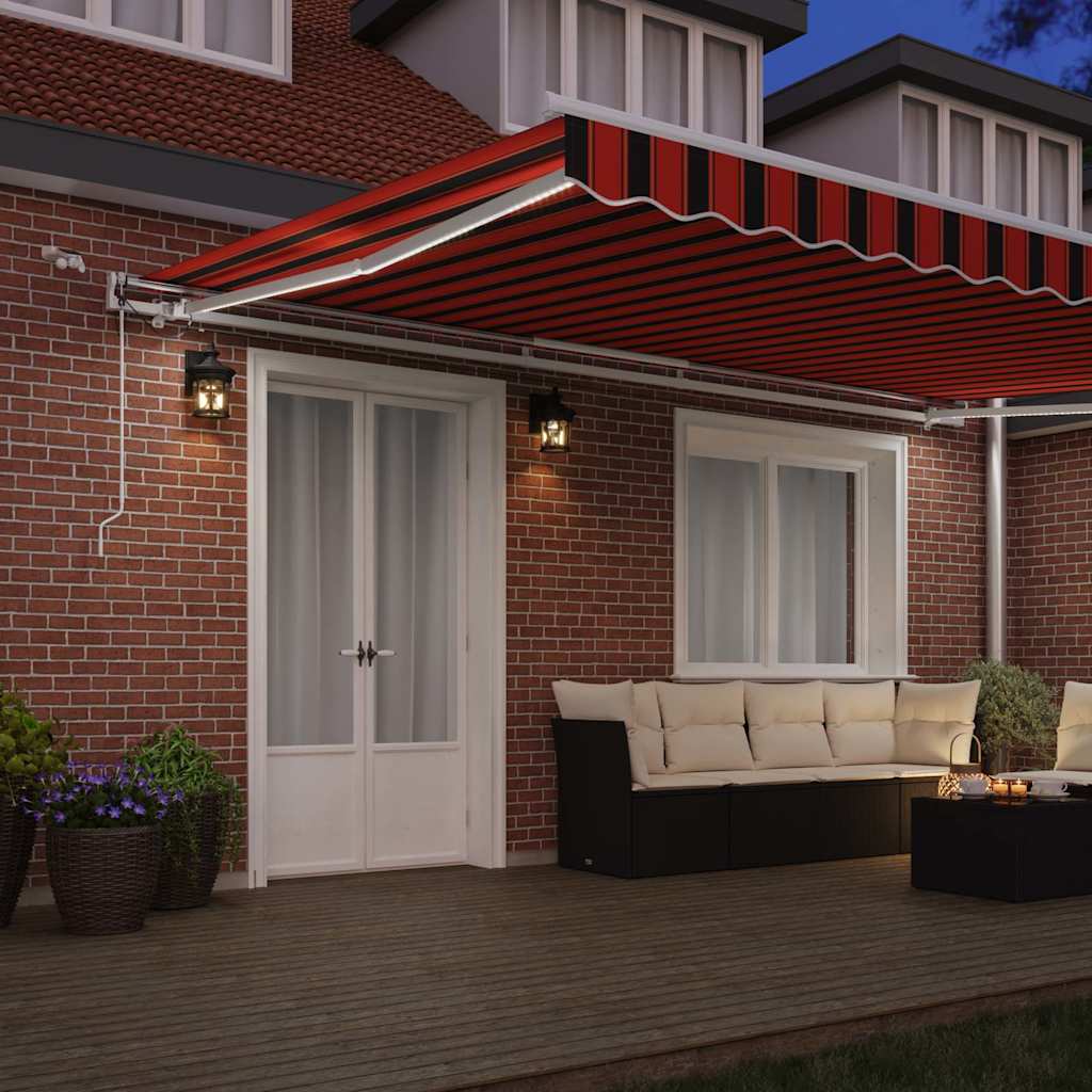 Toldo Retrátil Laranja e Marrom 500 × 350 cm Tecido e Metal