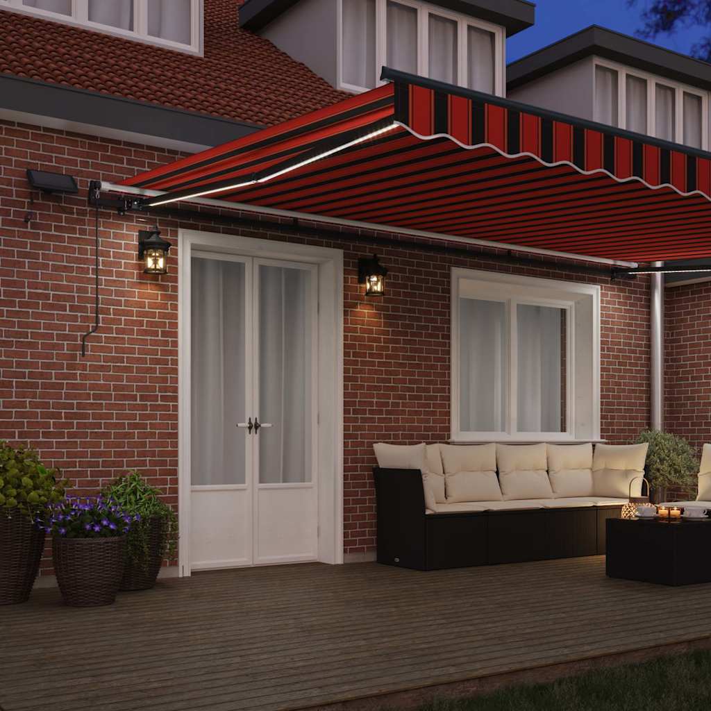 Toldo Retrátil Manual laranja e castanho 500 ×350 cm tecido
