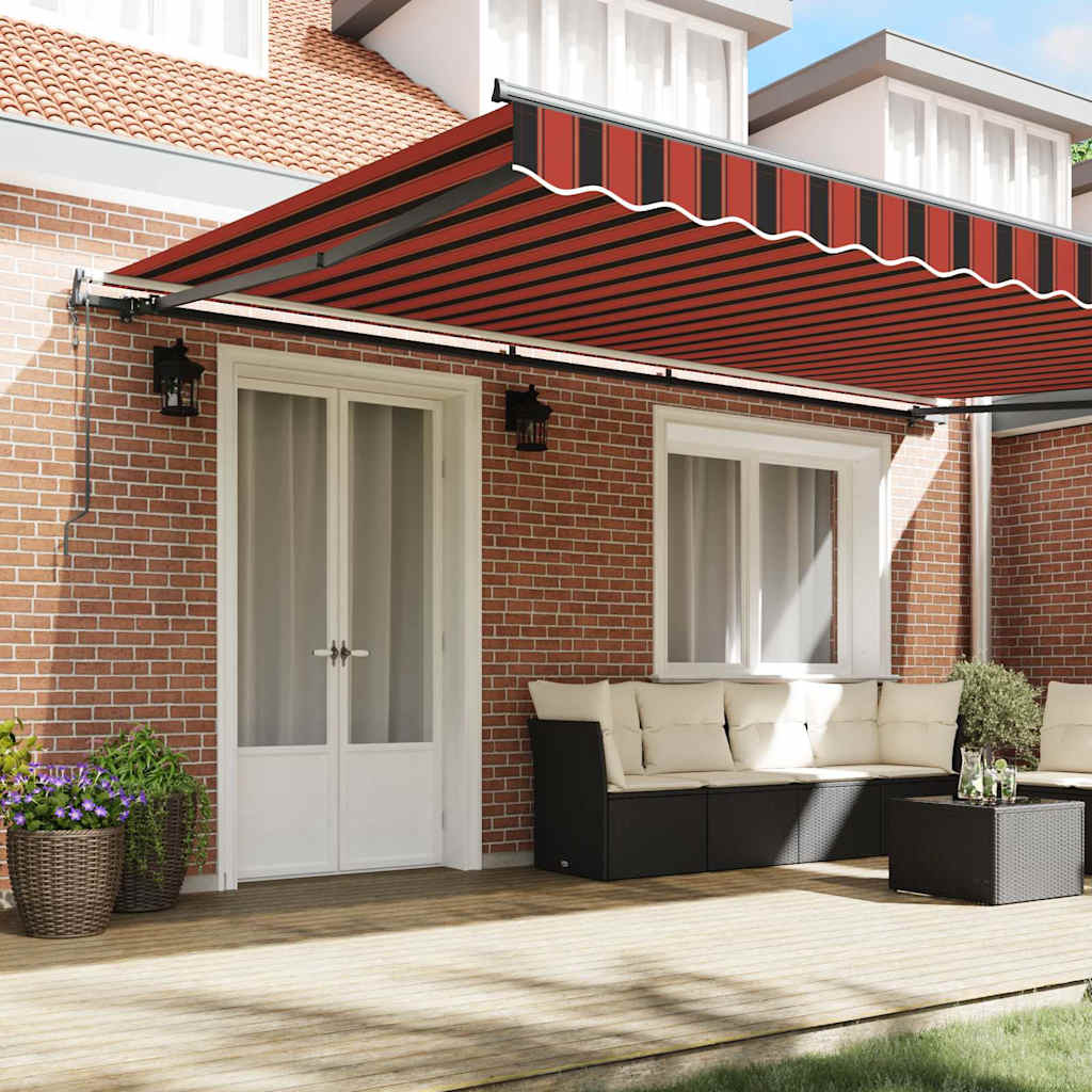 Toldo Retrátil laranja e castanho 500 ×350 cm tecido