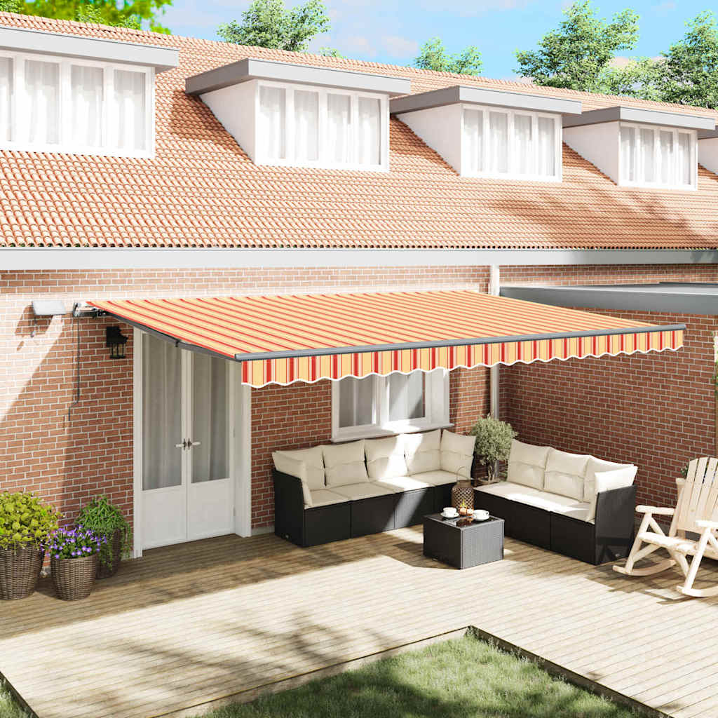 Toldo Retrátil Manual amarelo e laranja 500 ×350 cm tecido