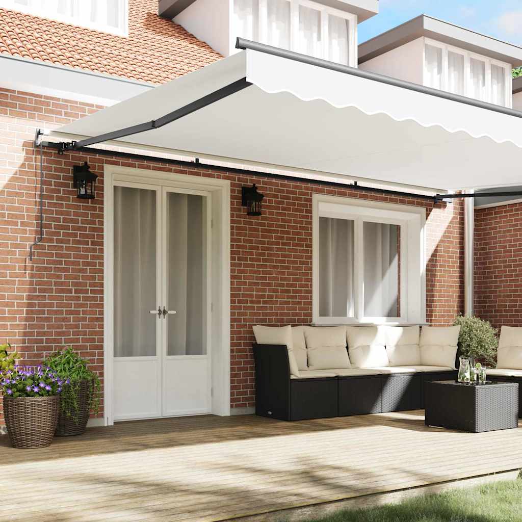 Toldo Retrátil Manual Branco 500 × 350 cm tecido