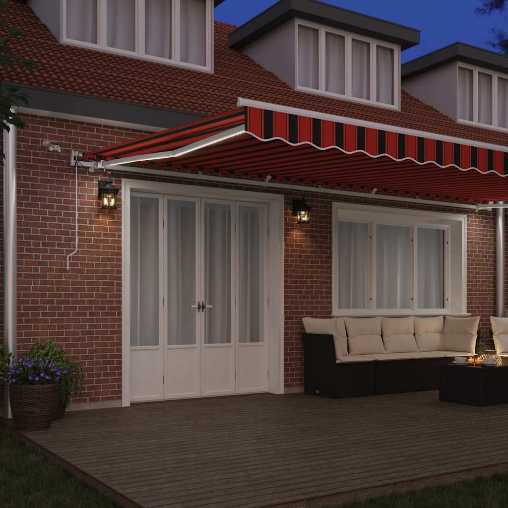 Toldo Retrátil Laranja e Marrom 600 × 300 cm Tecido e Metal