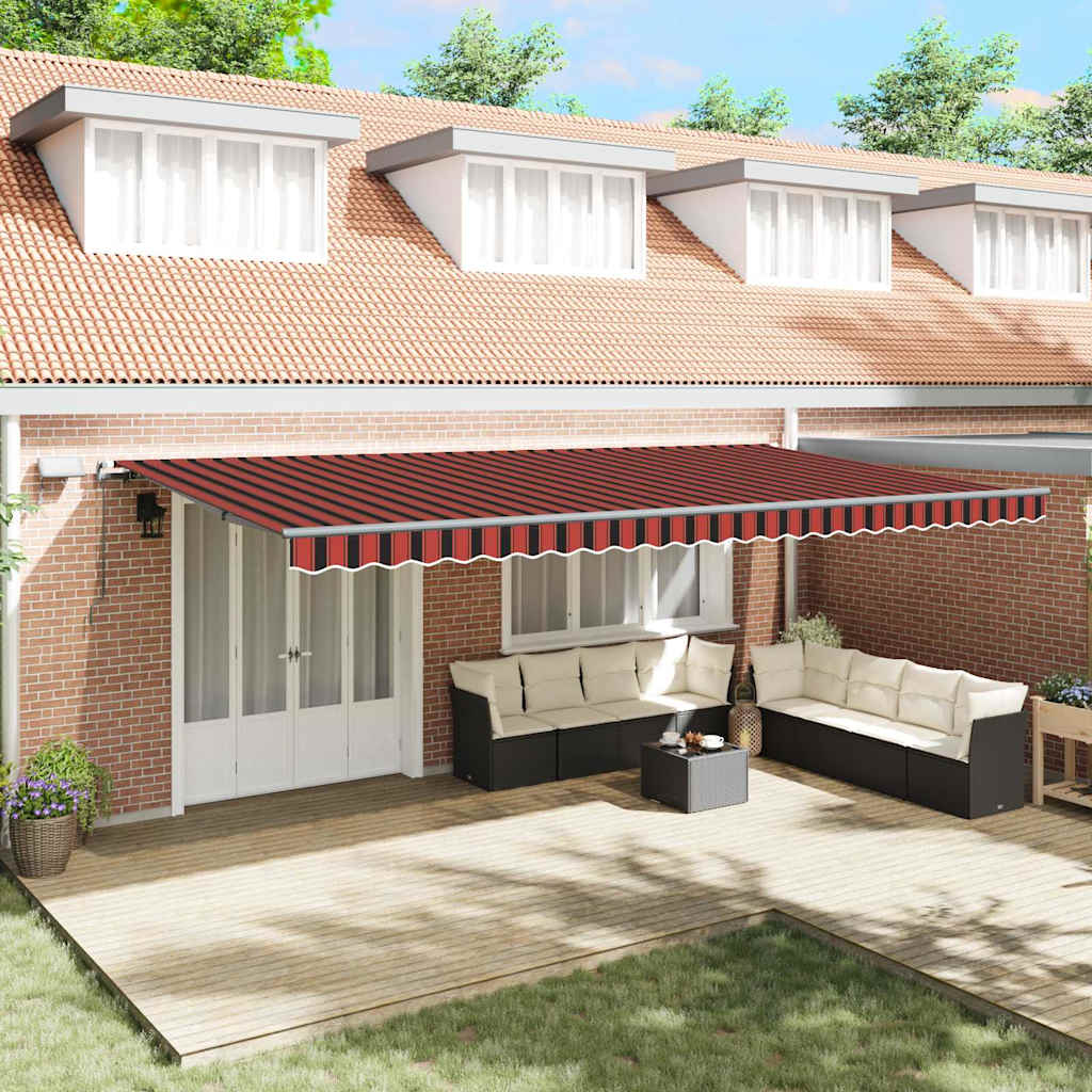 Toldo Retrátil Manual laranja e castanho 600 ×300 cm tecido