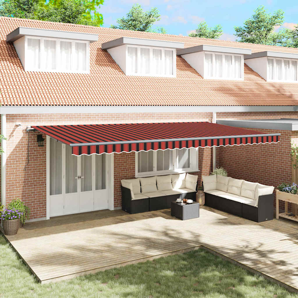 Toldo Retrátil com laranja e castanho 600 × 300 cm tecido