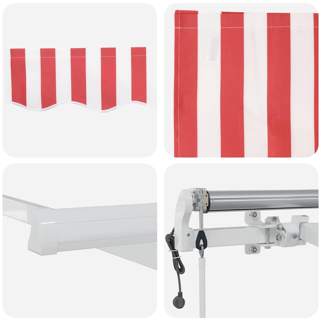 Toldo Retrátil 600 × 300 cm Vermelho e branco