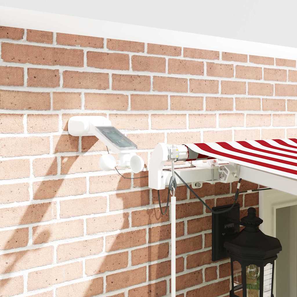 Toldo Retrátil Vermelho e Branco 600 × 300 cm Tecido e Metal