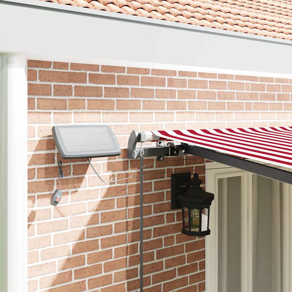 Toldo Retrátil Manual Vermelho e branco 600 ×300 cm tecido