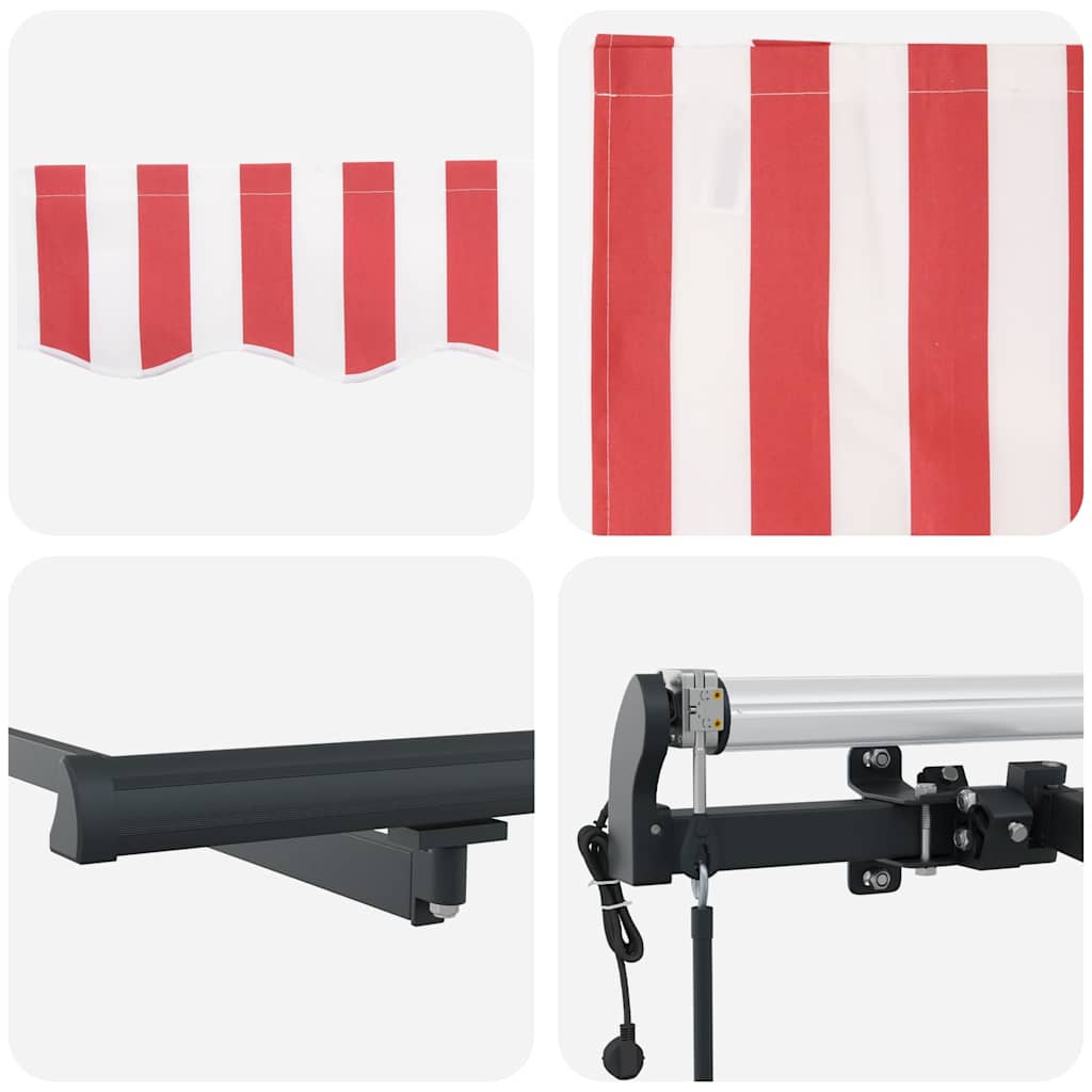 Toldo Retrátil Vermelho e branco 600 ×300 cm tecido