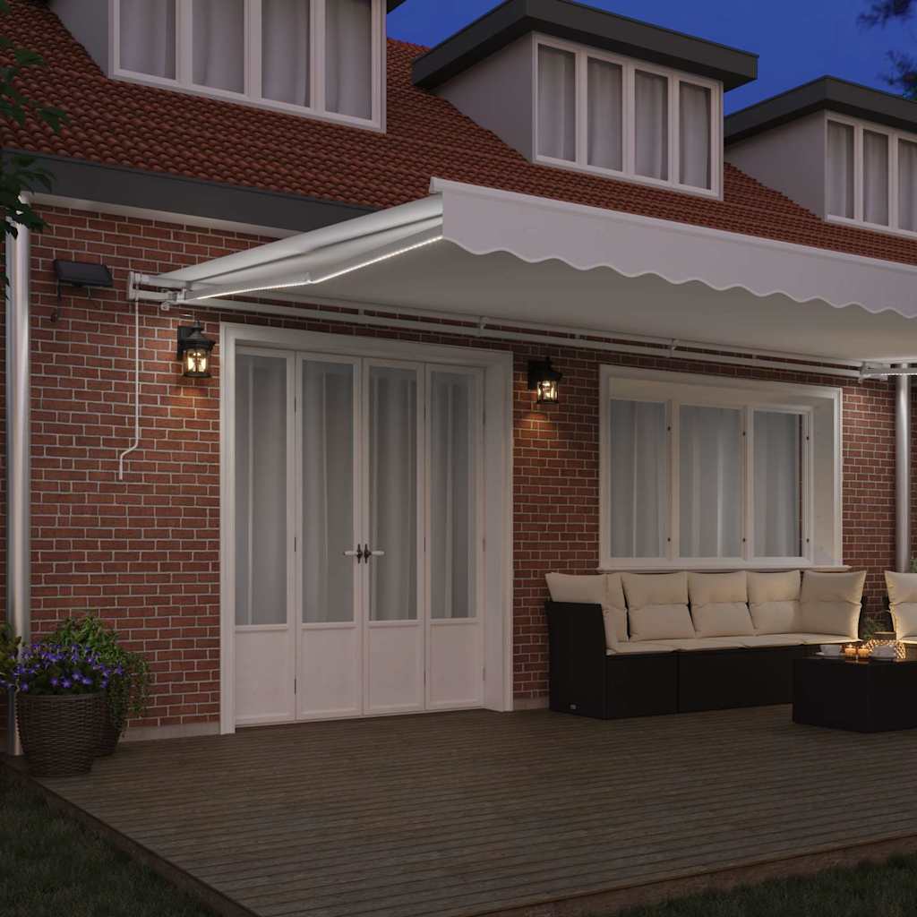 Toldo Retrátil com Manual Branco 600 ×300 cm tecido