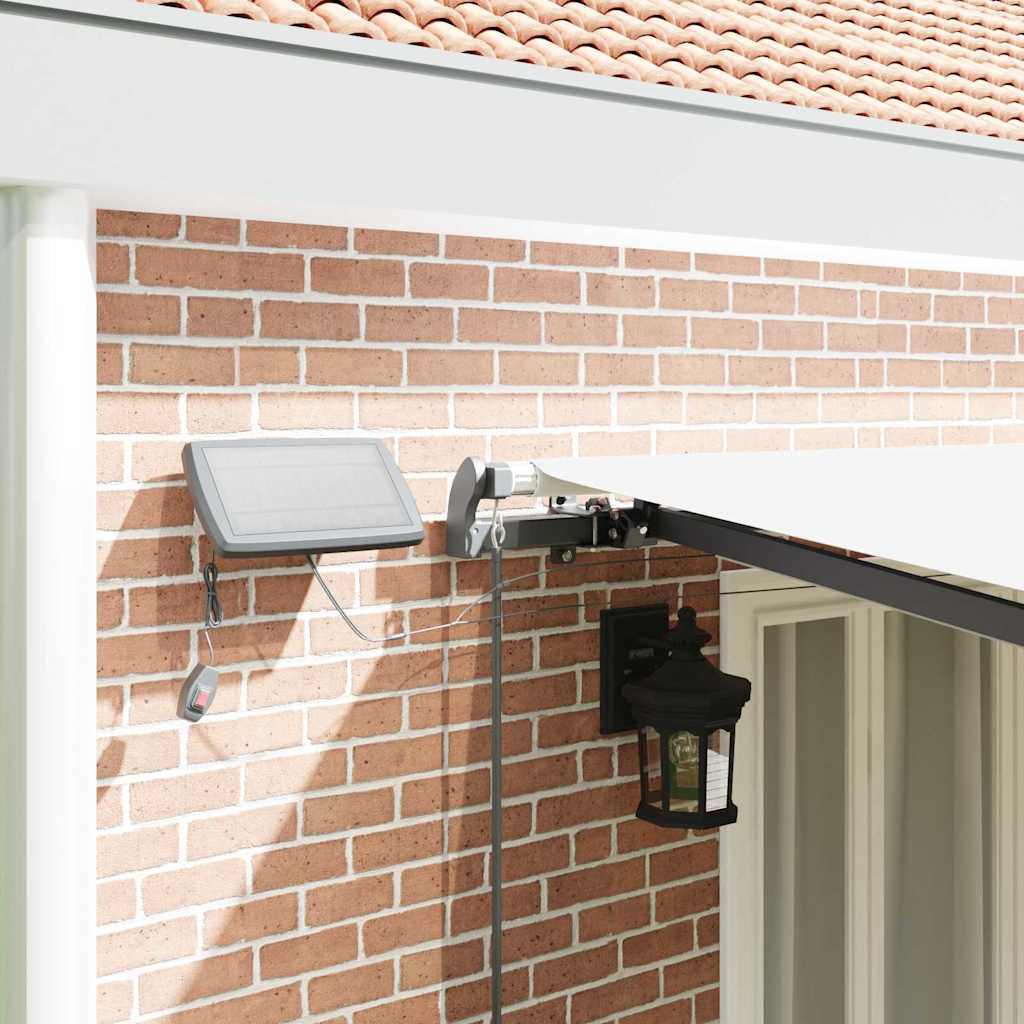 Toldo Retrátil com luzes de tira LED Branco 600 ×300 cm tecido