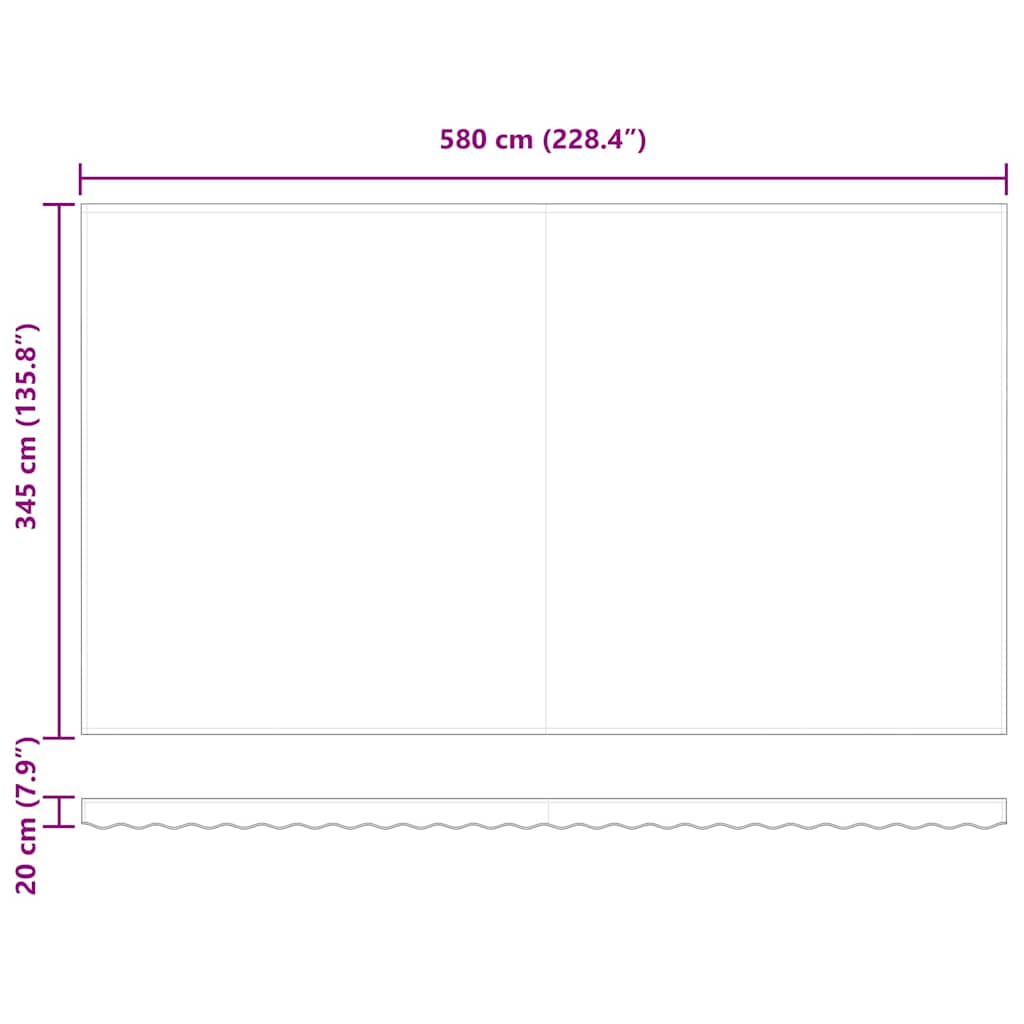 Toldo Retrátil Riscas Multicolor 600 × 350 cm Poliéster e Metal