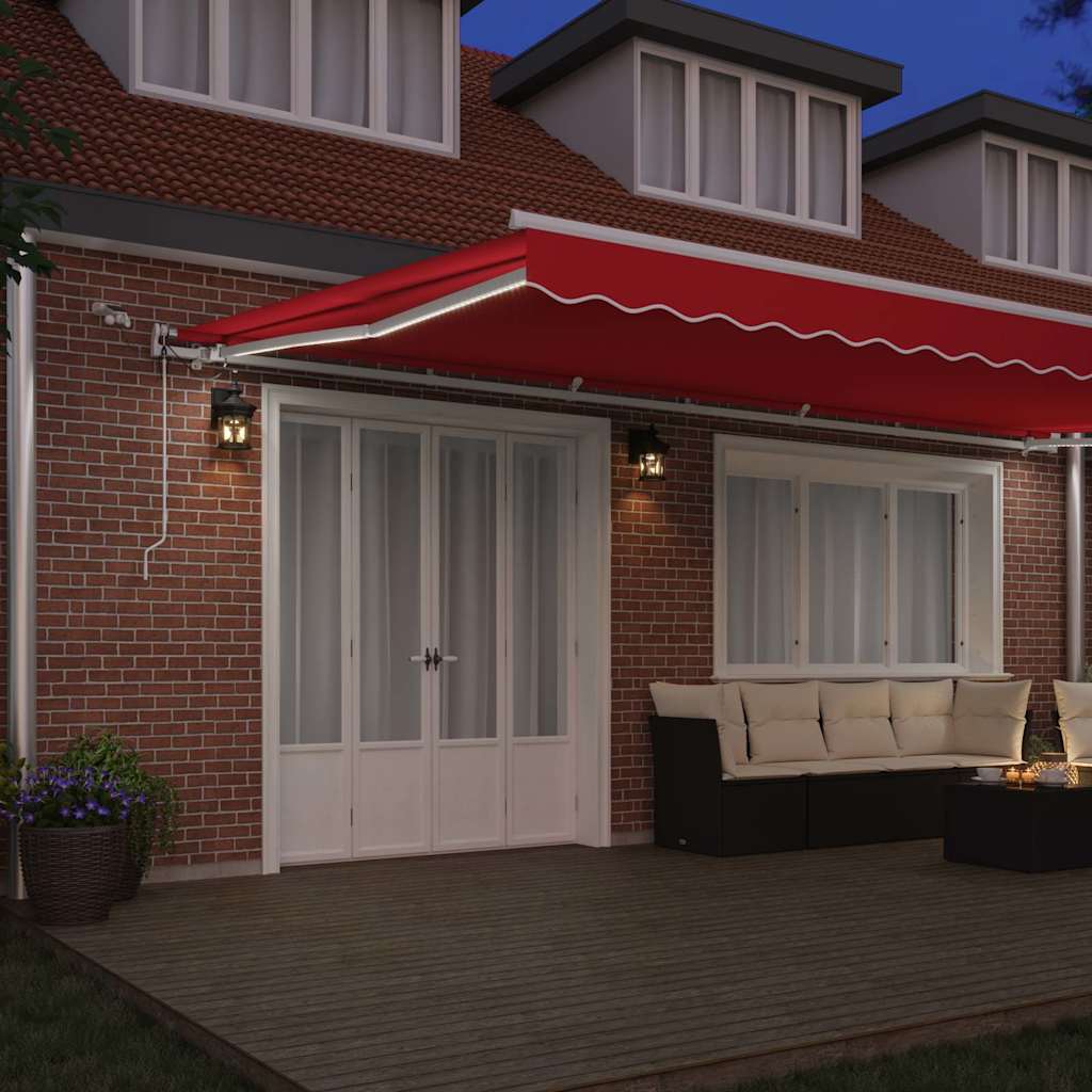 Toldo Retrátil Vermelho 600 × 350 cm Tecido e Metal