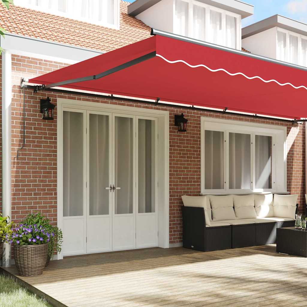Toldo Retrátil Manual Vermelho 600 × 350 cm tecido