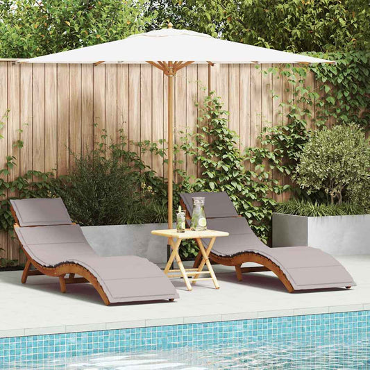 Espreguiçadeira 2 pcs Cinzento-acastanhado 184 x 55 x 64cm
