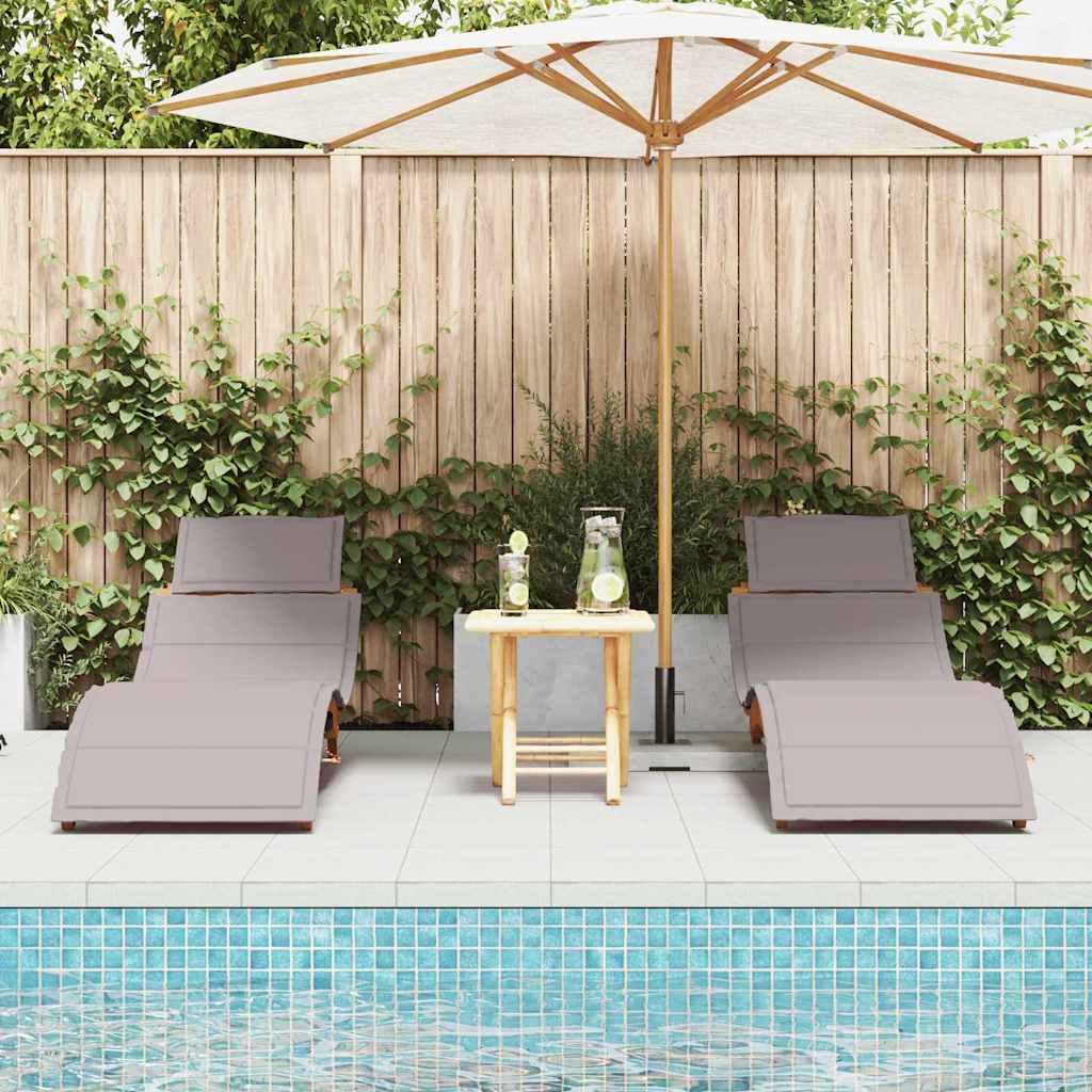 Espreguiçadeira 2 pcs Cinzento-acastanhado 184 x 55 x 64cm