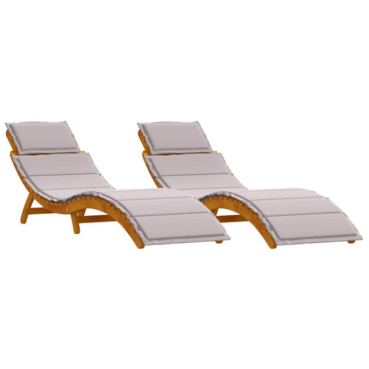Espreguiçadeira 2 pcs Cinzento-acastanhado 184 x 55 x 64cm