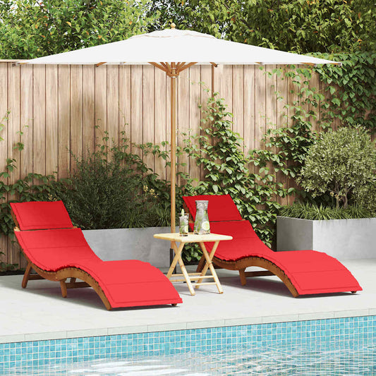 Espreguiçadeira com almofada 2 pcs Vermelho 184 x 55 x 64cm