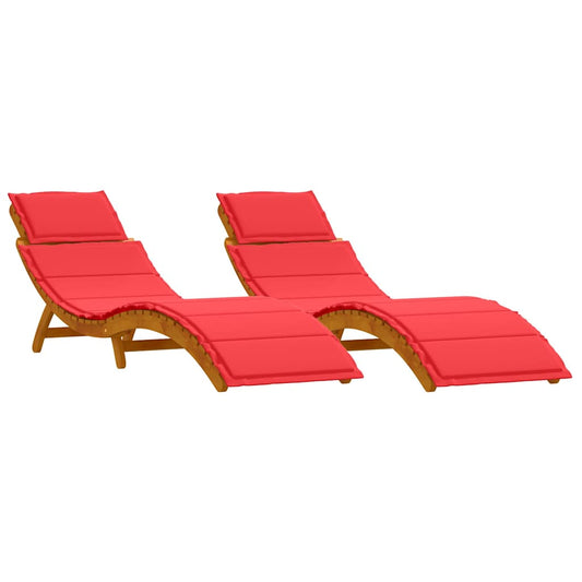 Espreguiçadeira com almofada 2 pcs Vermelho 184 x 55 x 64cm