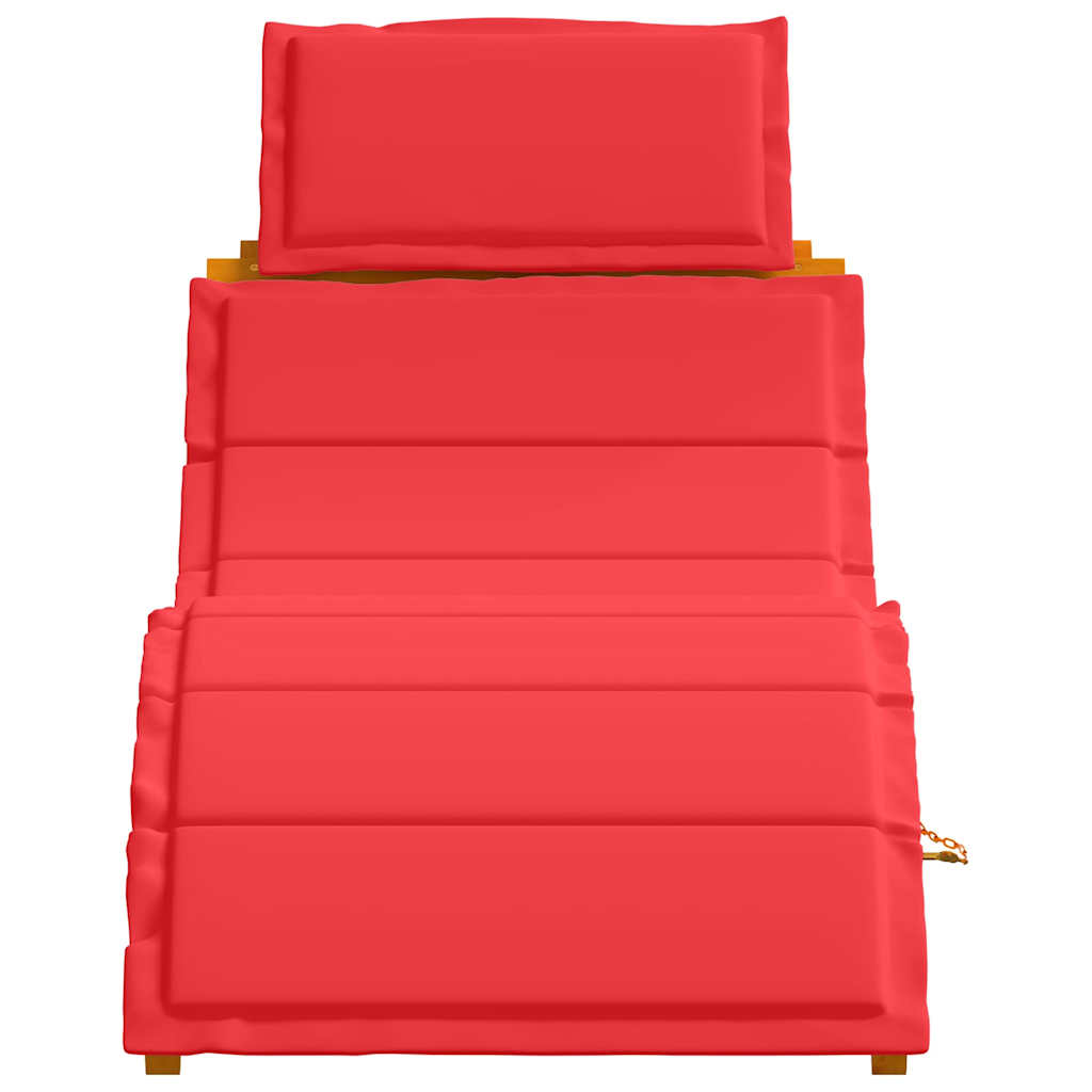 Espreguiçadeira com almofada 2 pcs Vermelho 184 x 55 x 64cm