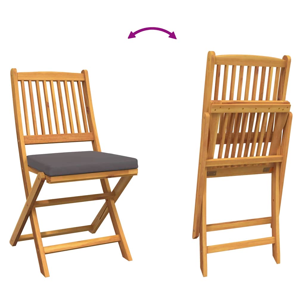 Cadeira Dobrável com almofada 2 pcs Cinzeto 49 x 57,5 x 92cm