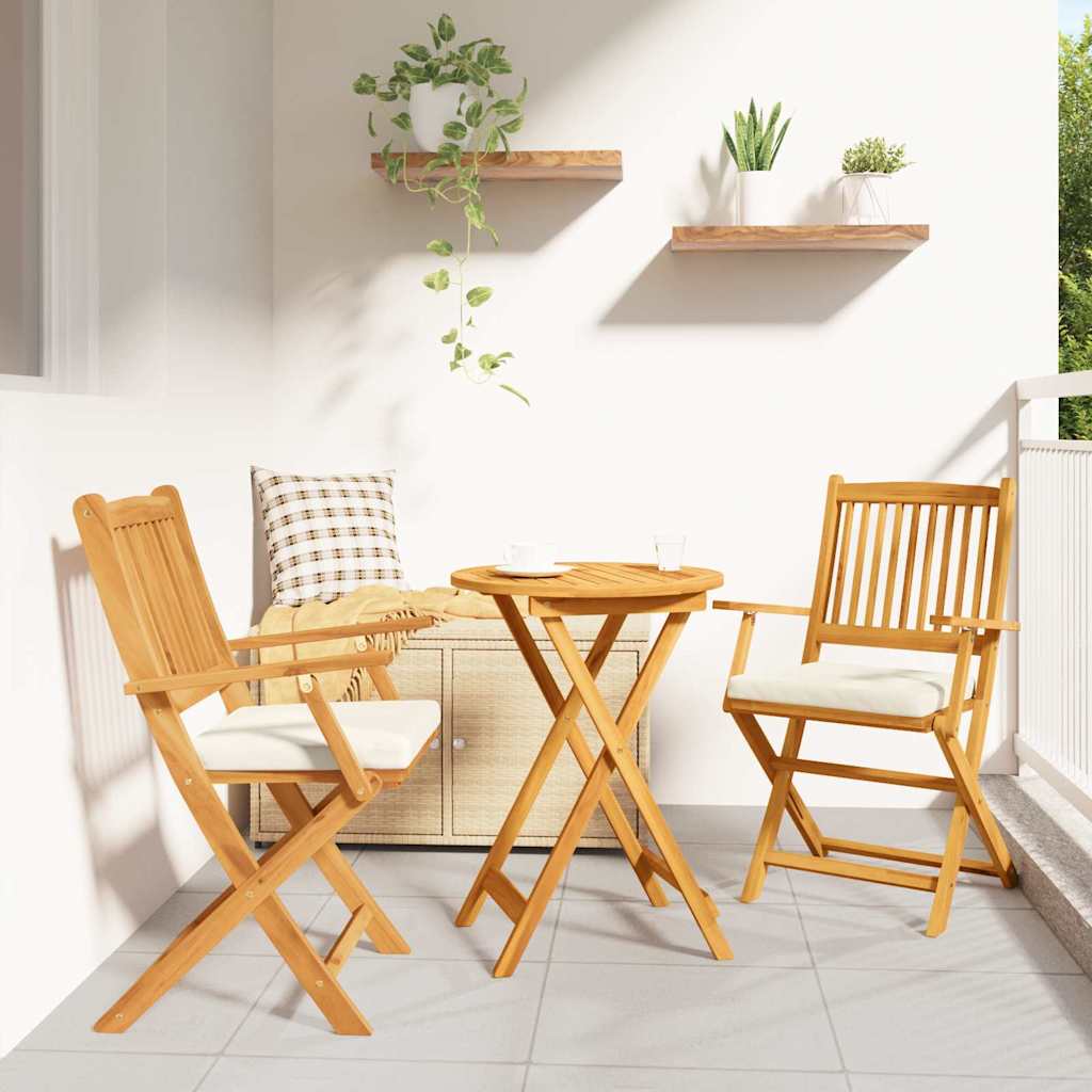 Cadeira Dobrável com almofada 2 pcs Branco 49 x 57,5 x 92cm