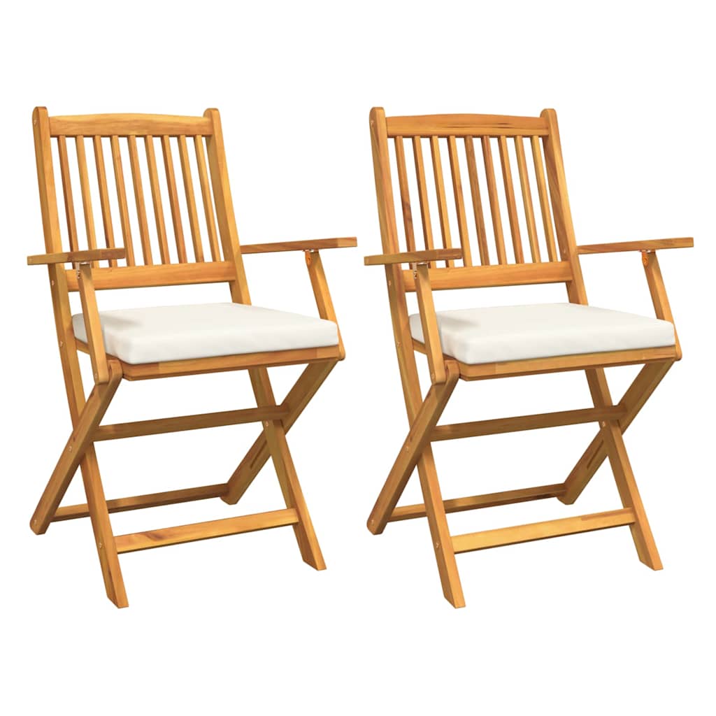 Cadeira Dobrável com almofada 2 pcs Branco 49 x 57,5 x 92cm